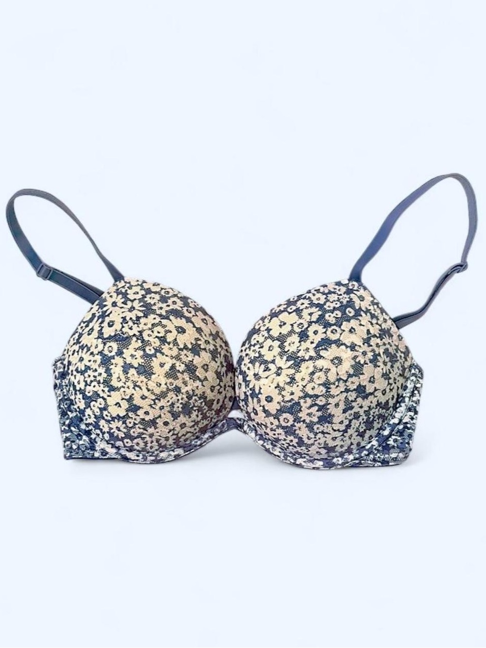 Victoria’s Secret PINK Floral Lace Push-Up Bra - Blue & White